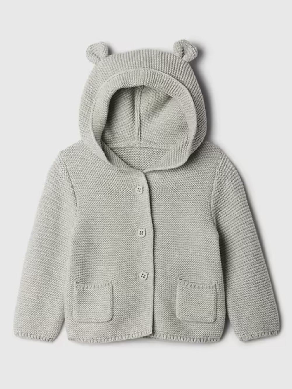 GAP Baby Knit Hooded Cardigan - Light Gray